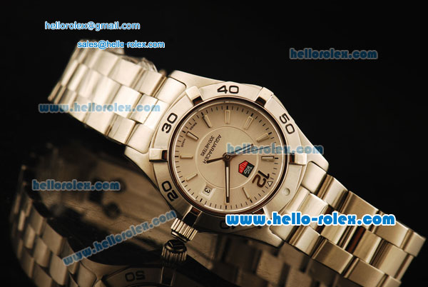 Tag Heuer Aquaracer Swiss Quartz Movement Full Steel with White Dial and White Markers - Click Image to Close